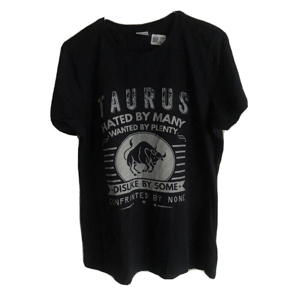 Horoscope Taurus Sign Mademark Ladies XL T-Shirt Top Black Short Sleeves